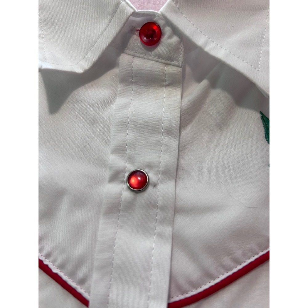 Ely Country Charmers Womens White Western Rose Embroidered Pearl Snap Shirt Sz S - Picture 7 of 10